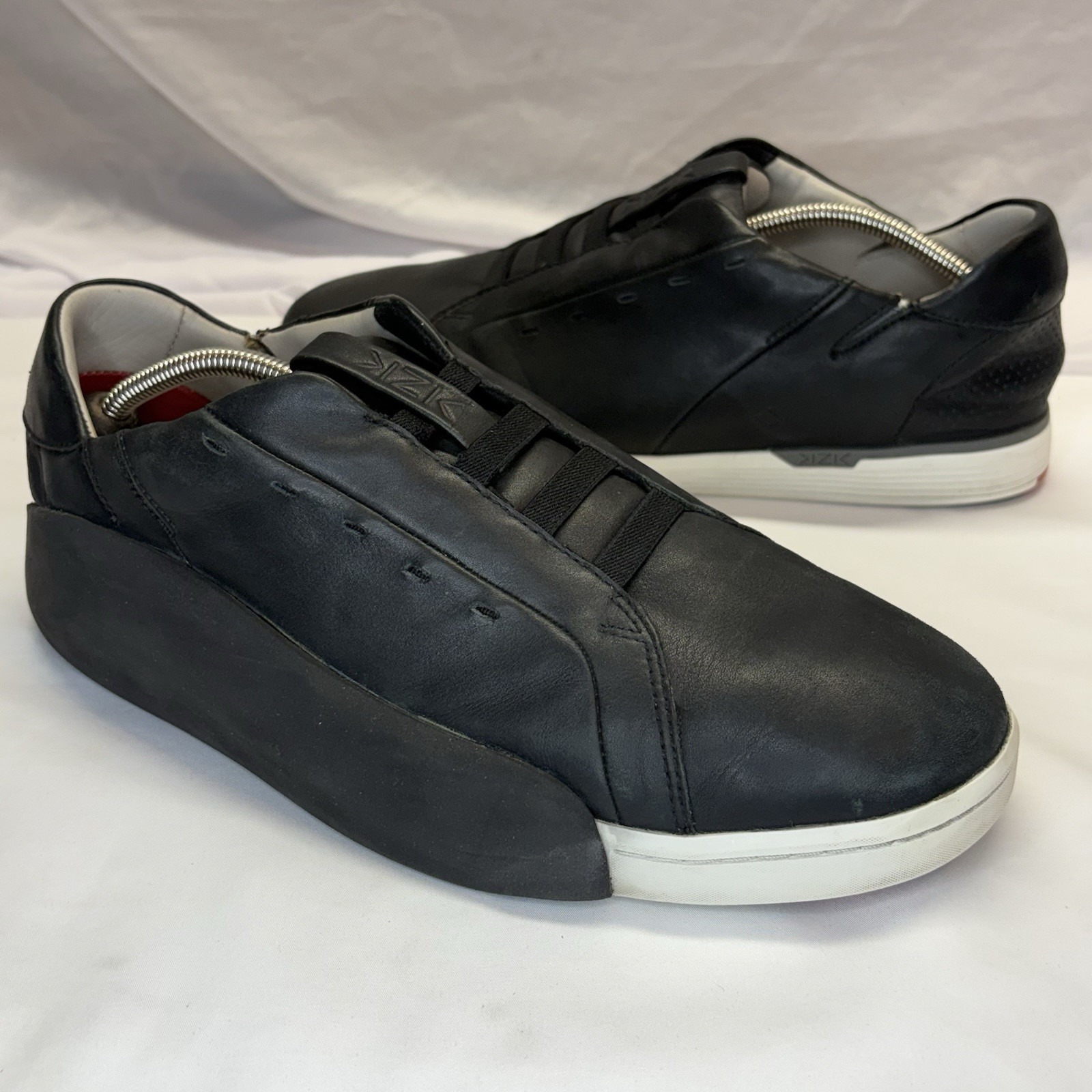 Kizik New York Slip On Sneakers Men's Us 13 W Black Leather Shoes Skate Moto
